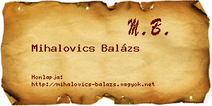 Mihalovics Balázs névjegykártya
